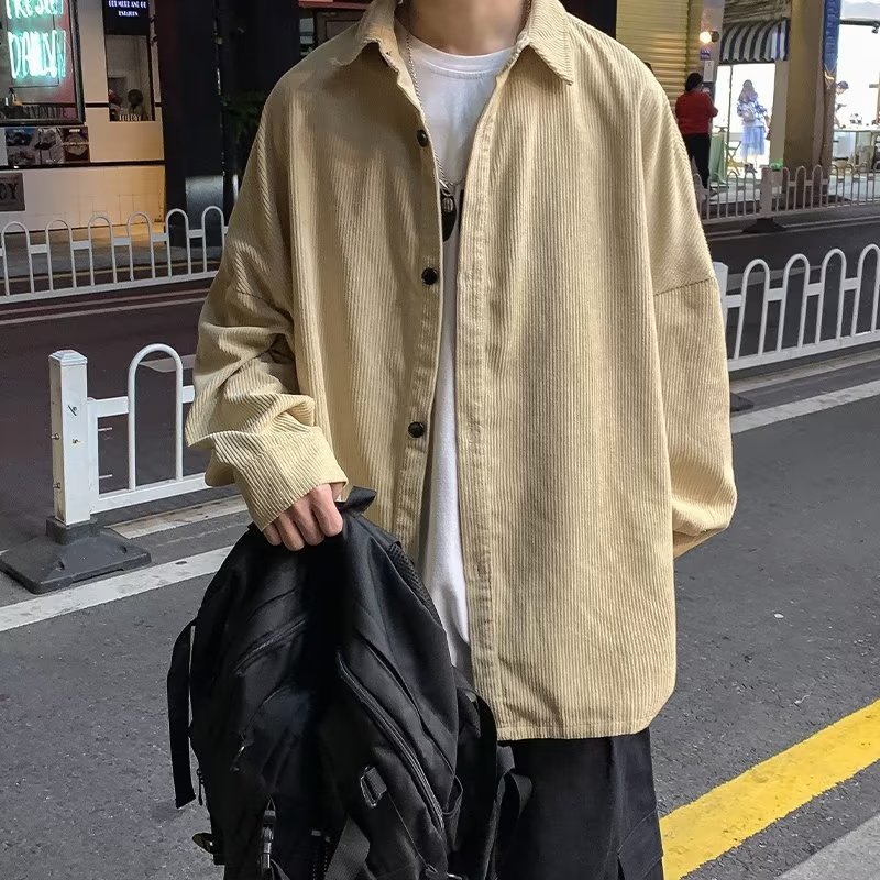 Áo Sơ Mi Nam Tay Dài Dáng Rộng Phong Cách Hàn Quốc