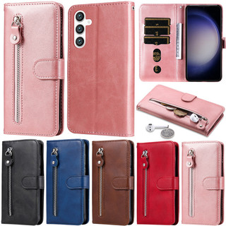  Bao Da pu Điện Thoại Khóa Kéo Cho Samsung Galaxy S23 FE 5G S22 Plus S23 Plus S20 FE S21 FE S22 Ultra S23 Ultra M52 5G S23+ S22+ Ốp 