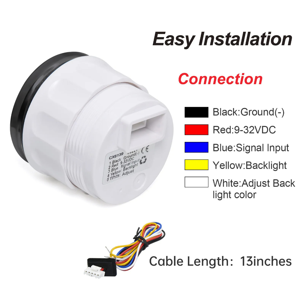 Đồng Hồ Đo Mực Nước 350mm 0-190 ohm 52mm 7 Màu Sắc 12v 24v Chuyên Dụng Cho Tàu Thuyền