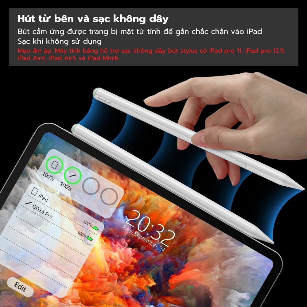 Bút cảm ứng goojodoq GD13pro đánh thức tự động thích hợp cho iPad mini 6 Air 4 Air 5 2019 2020 2021 Pro 11 Pro 12.9