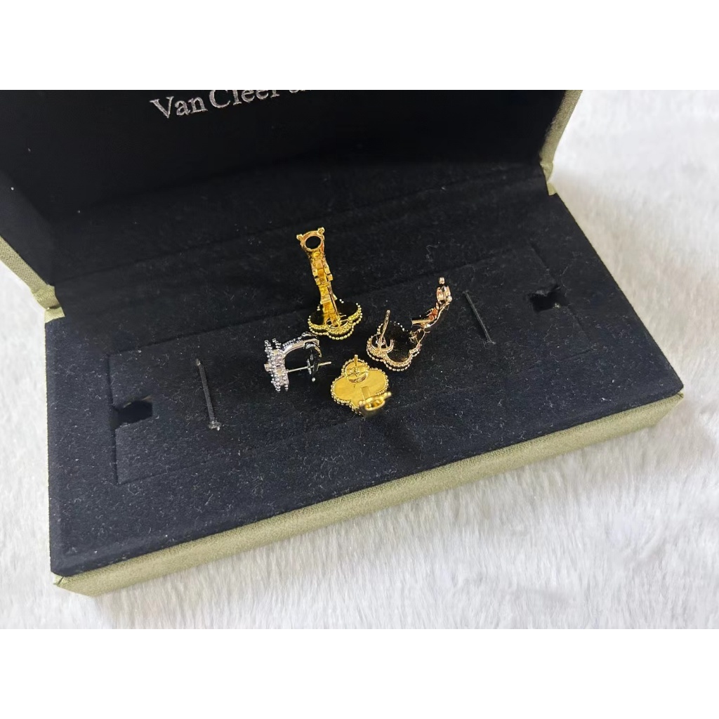 Vca van cleef & arpels Khuyên Tai Bạch Kim Màu Vàng Hồng