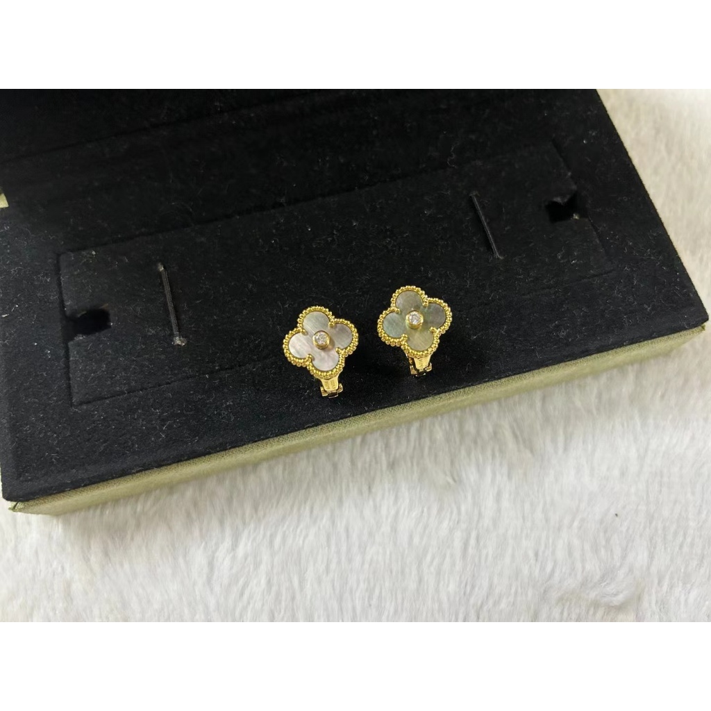 Vca van cleef & arpels Khuyên Tai Bạch Kim Màu Vàng Hồng