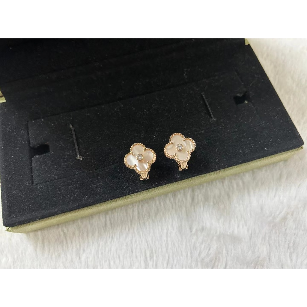 Vca van cleef & arpels Khuyên Tai Bạch Kim Màu Vàng Hồng