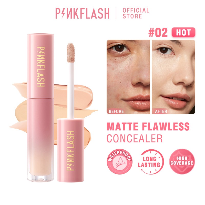 Pinkflash Kem Che Khuyết Điểm Lâu Trôi Dạng Lỏng Giúp Da Mịn Màng