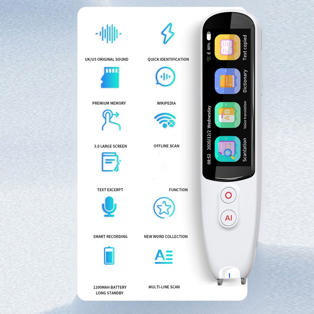 Bút dịch Hỗ trợ BT WiFi 1GB 8GB 134 Bản giọng nói trực tuyến đọc quét với màn hình 3 inch HD UPONE