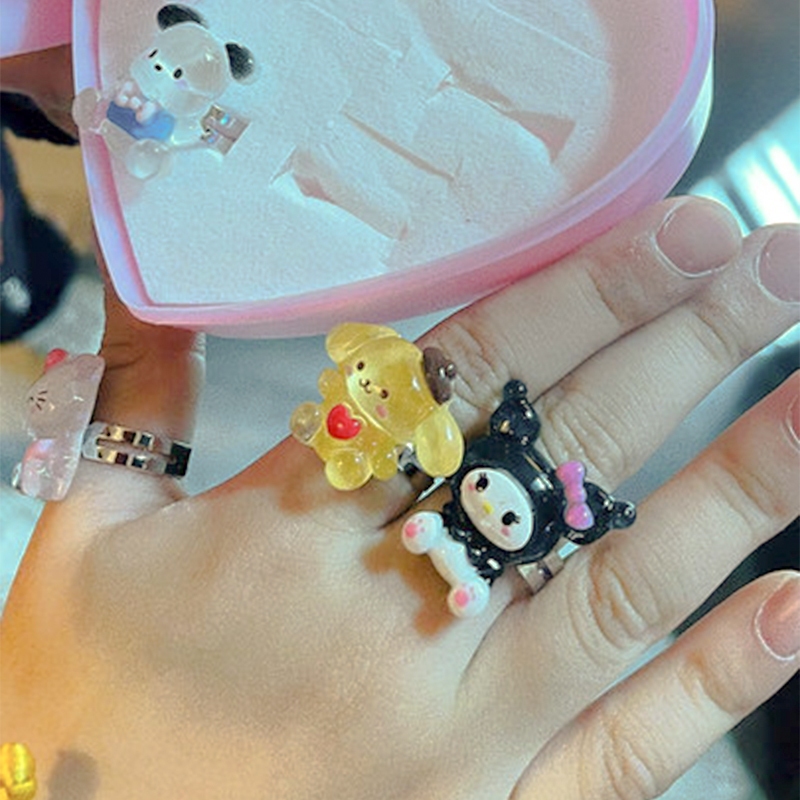 Miumiua🔮SANRIO Nhẫn Đôi Hình Mèo Kuromi Melody Nhật Bản Dễ Thương