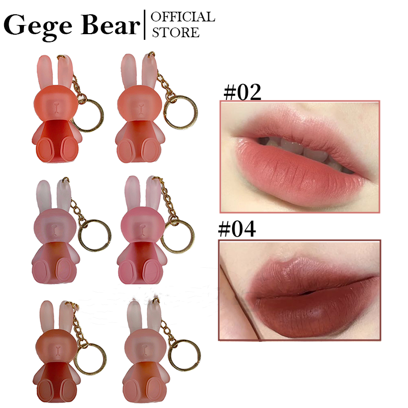 Gege Bear Son Môi 2 Trong 1 Chống Thấm Nước Lâu Trôi Thiết Kế Dạng Móc Khóa Hình Thỏ Dễ Thương