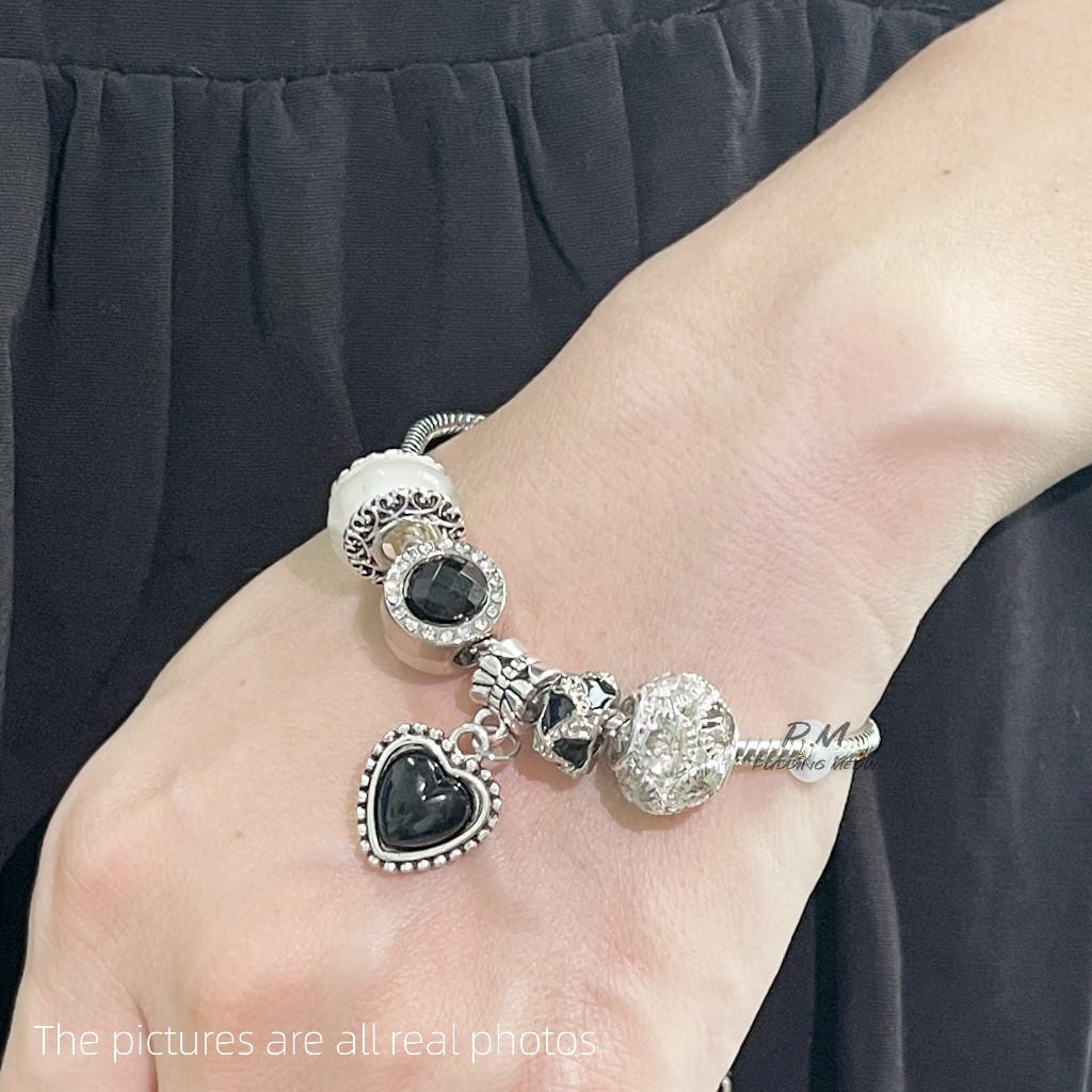 Vòng Tay Thép Không Gỉ Màu Đen Đơn Giản Thời Trang Cho Nữ