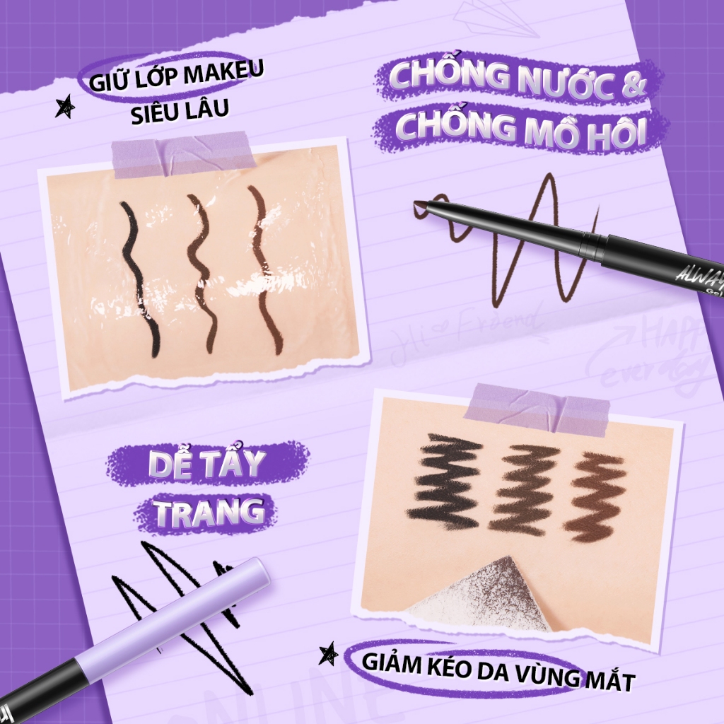 Bút Kẻ Mắt POPJUICE Dạng Gel Siêu Mịn Nhanh Khô Chống Nước Chống Mồ Hôi Lâu Trôi Thương Hiệu POPJUICE