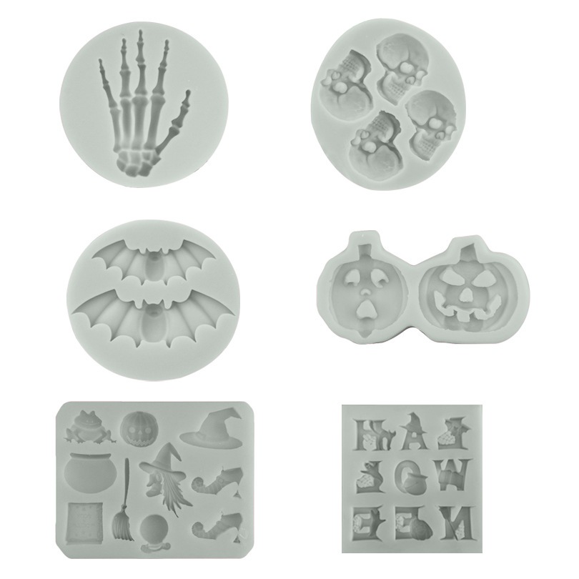 Khuôn gel Tạo Hình Xương Bàn Tay Dơi / Bí Ngô / Đầu Lâu Phù Thủy Trang Trí Bánh Kem Dịp halloween