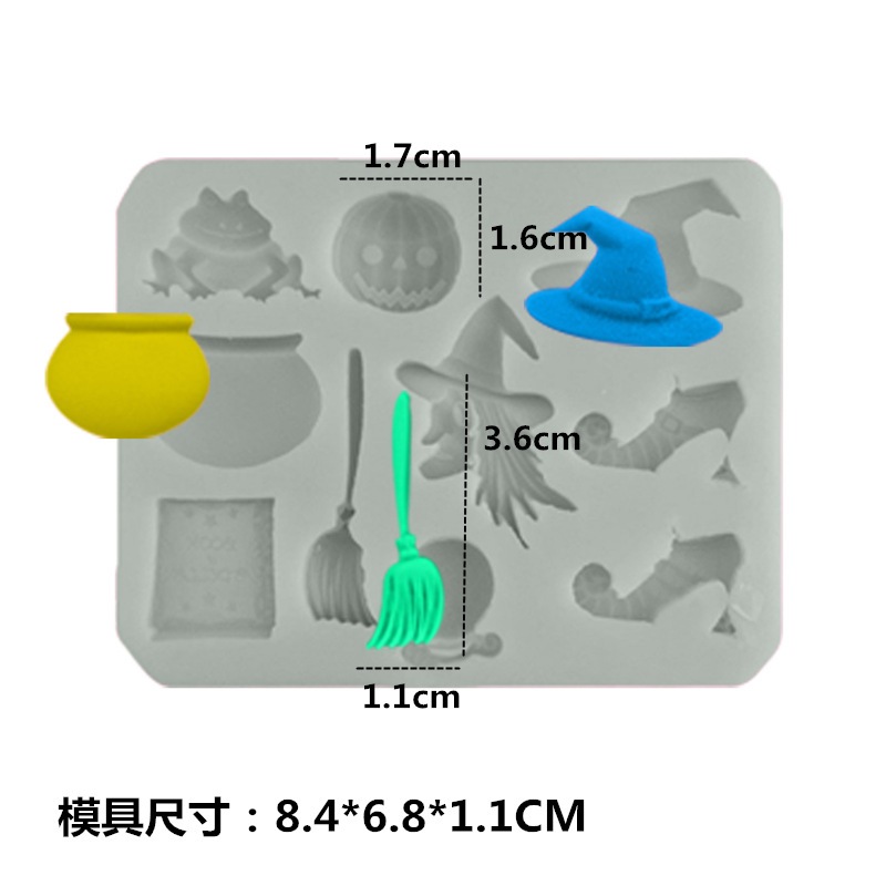 Khuôn gel Tạo Hình Xương Bàn Tay Dơi / Bí Ngô / Đầu Lâu Phù Thủy Trang Trí Bánh Kem Dịp halloween