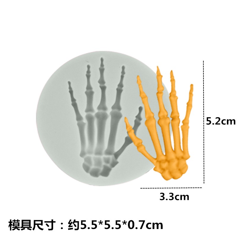 Khuôn gel Tạo Hình Xương Bàn Tay Dơi / Bí Ngô / Đầu Lâu Phù Thủy Trang Trí Bánh Kem Dịp halloween