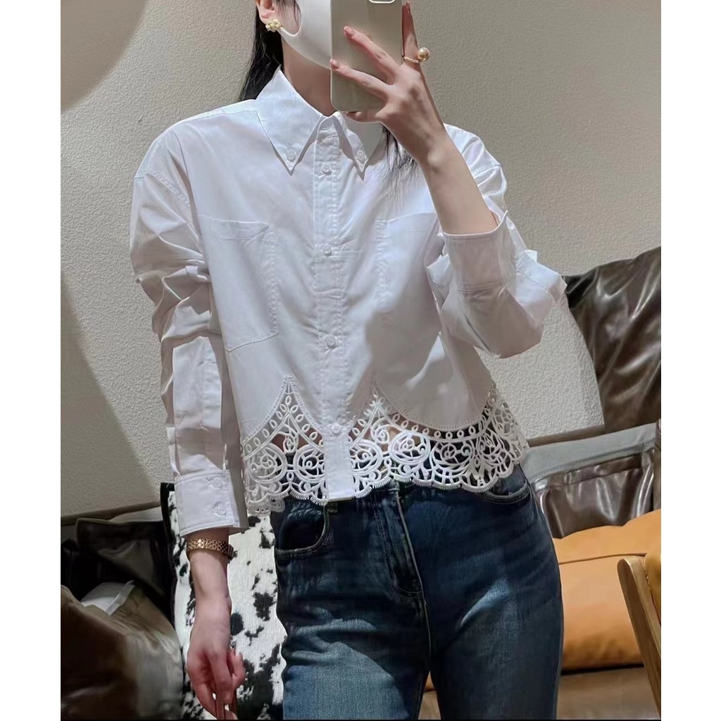 Áo Sơ Mi Trắng Tay Dài Phong Cách Pháp Thanh Lịch Thời Trang Cao Cấp Cho Nữ