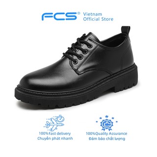 FCS Giày Da Nam Mũi Tròn Màu đen Phong Cách Nhật Bản