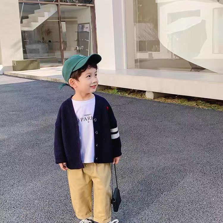 Áo Khoác cardigan Dệt Kim Kẻ Sọc Thời Trang Mùa Xuân Phong Cách Mới Dành Cho Bé Trai