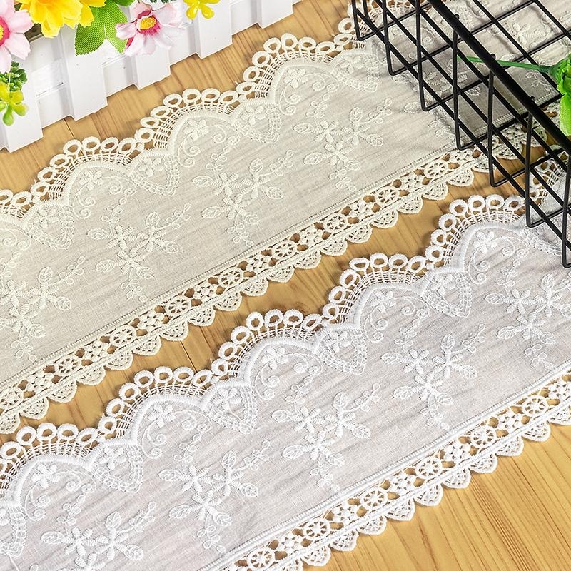 Cuộn Dây Ruy Băng Vải Ren cotton 1 Yard Thêu Hoa Xinh Xắn