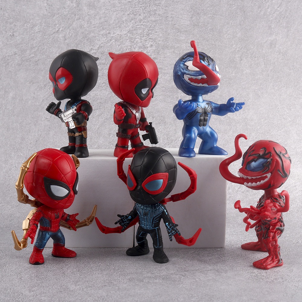 6 Cái / bộ 10cm Avengers Siêu Anh Hùng Nọc Độc Deadpool Cletus Kasady Iron Q Phiên Bản PVC Nhân Vật 