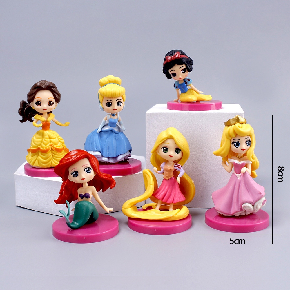 Bộ 6 Mô Hình Công Chúa disney 8cm Trang Trí Đáng Yêu