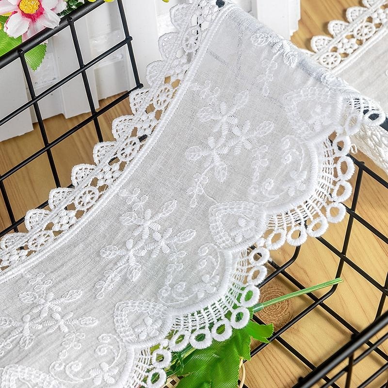 Cuộn Dây Ruy Băng Vải Ren cotton 1 Yard Thêu Hoa Xinh Xắn