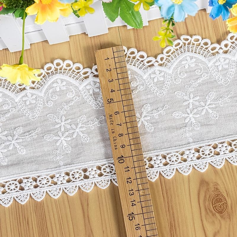 Cuộn Dây Ruy Băng Vải Ren cotton 1 Yard Thêu Hoa Xinh Xắn