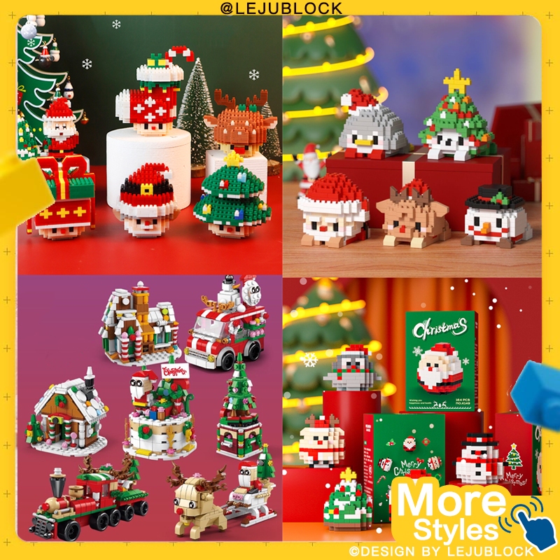 Các khối xây dựng của ông già Noel Ngôi nhà bánh gừng Xe trượt tuyết khu nhà Hình người tuyết Cây thông noel đồ chơi cho trẻ em Trang trí nội thất Mũ Giáng sinh Con nai sừng tấm Quà tặng búp bê Trò chơi lắp hình lego