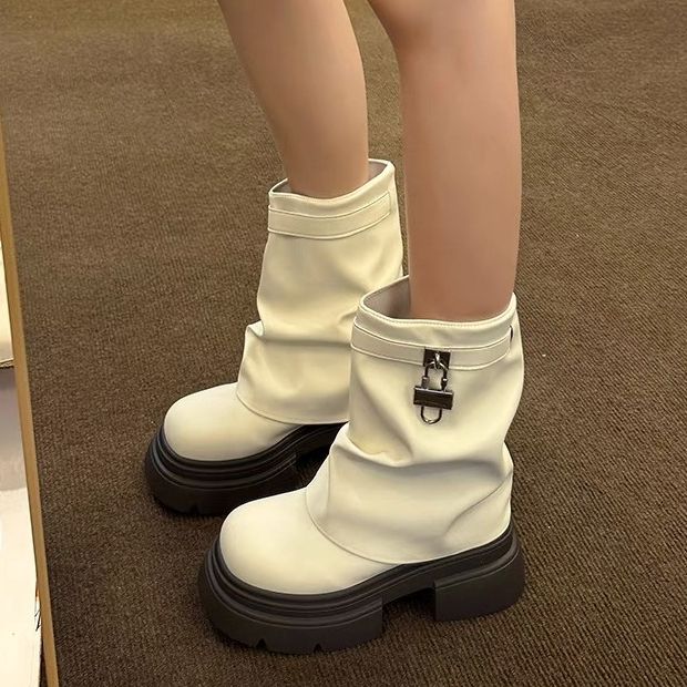 DAILOU giày nữ boot nữ bột boot Thời trang trăm mốt 2023 HOTSALE Đa năng Độn đế Điệu đà Phong cách đơn giản FSX2300497 41Z231011