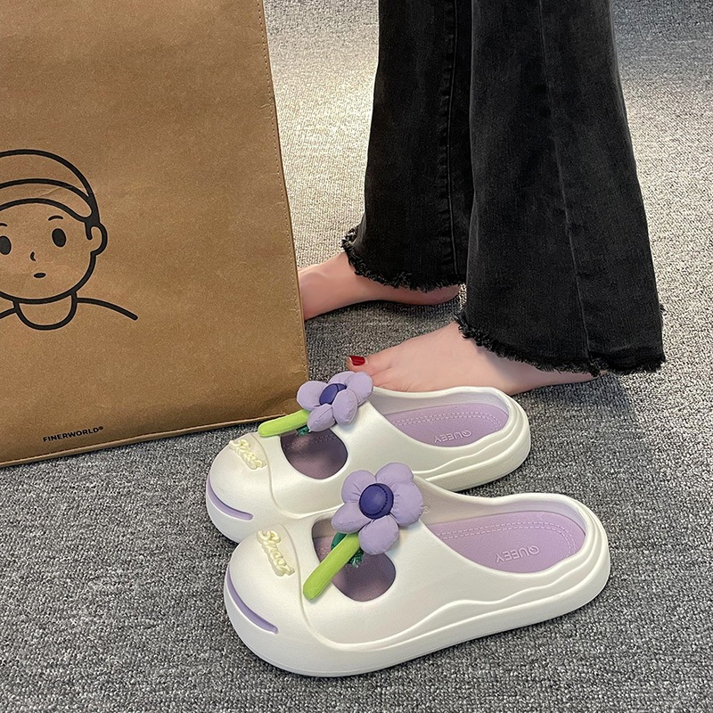 Giày Sandal Đế Cao Họa Tiết Hoa Thời Trang Cho Nữ