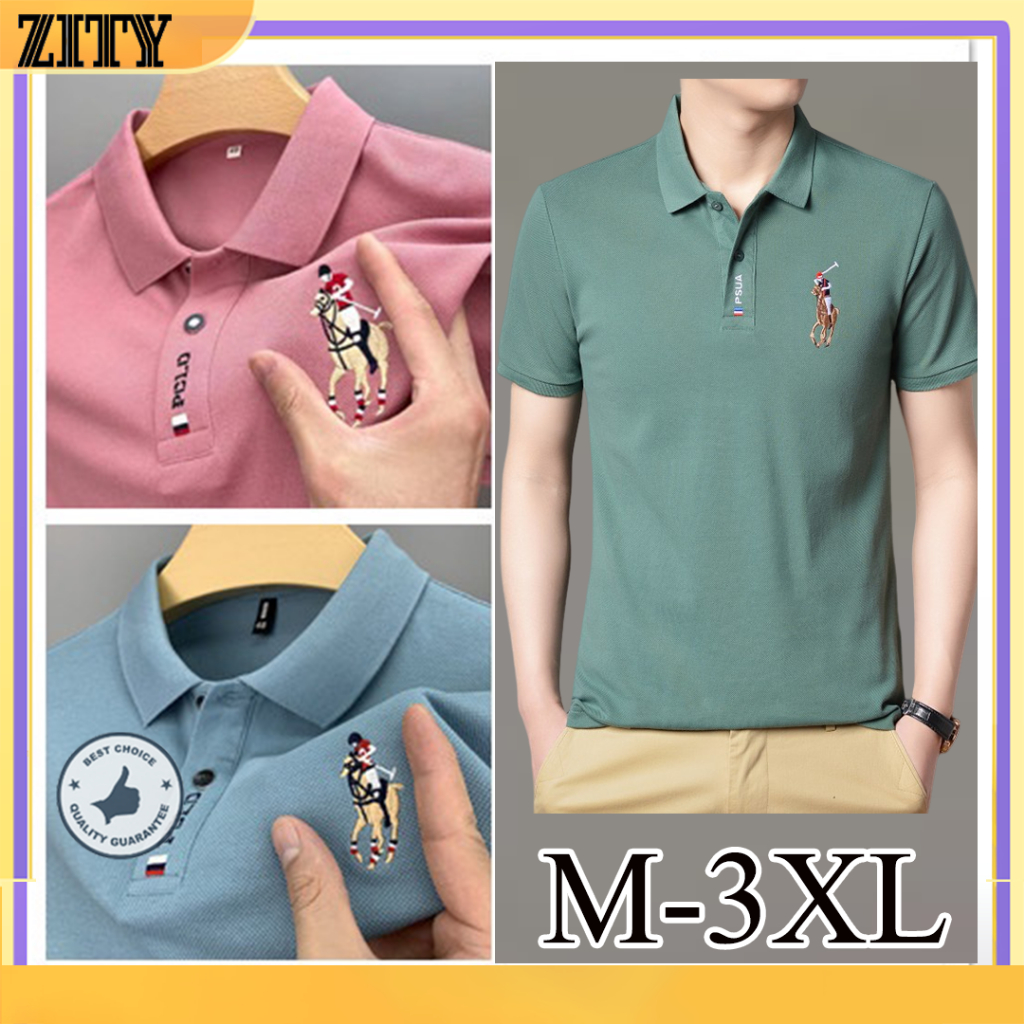ZITY Áo Thun Polo Tay Ngắn Màu Sắc Đơn Giản Có Size Lớn Cho Nam Giới