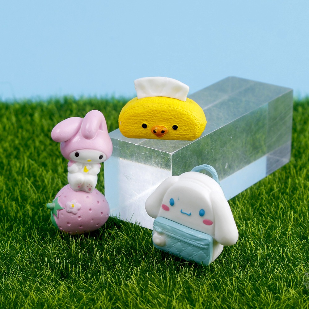 SANRIO Set 6 Mô Hình Nhân Vật Phim Hoạt Hình kuromi my melody Cinnamoroll Dâu Tây 4cm Bằng pvc