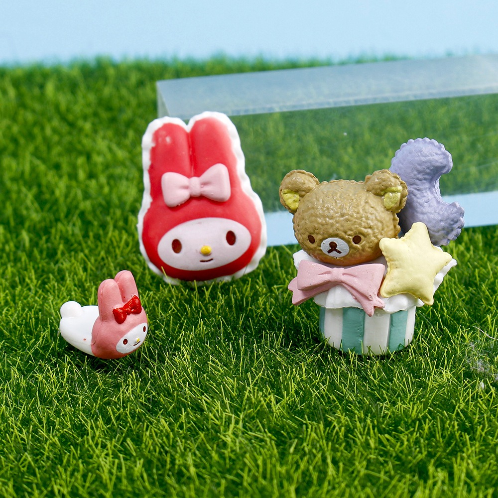 SANRIO Set 6 Mô Hình Nhân Vật Phim Hoạt Hình kuromi my melody Cinnamoroll Dâu Tây 4cm Bằng pvc