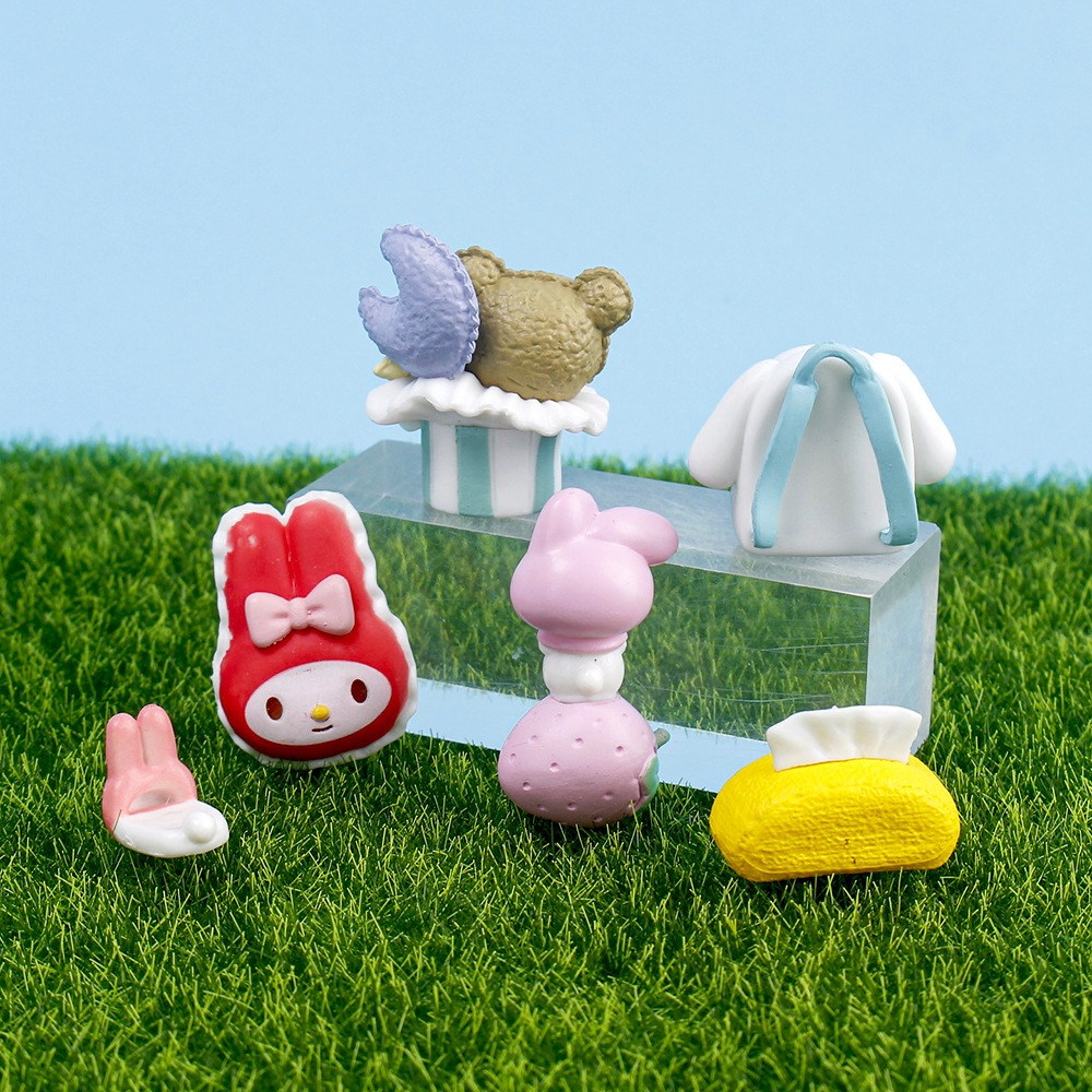 SANRIO Set 6 Mô Hình Nhân Vật Phim Hoạt Hình kuromi my melody Cinnamoroll Dâu Tây 4cm Bằng pvc