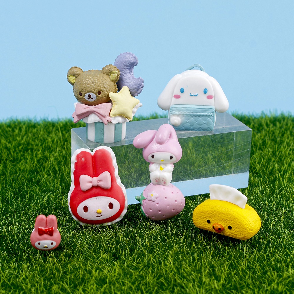 SANRIO Set 6 Mô Hình Nhân Vật Phim Hoạt Hình kuromi my melody Cinnamoroll Dâu Tây 4cm Bằng pvc