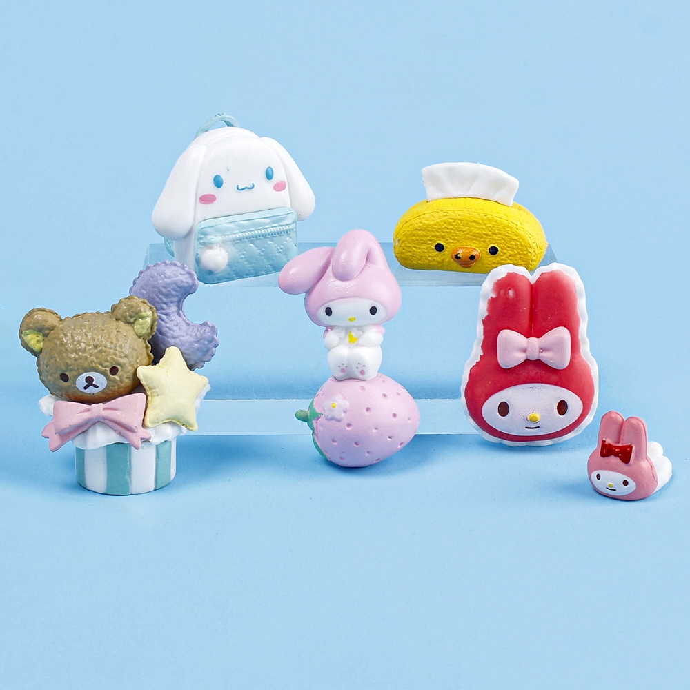 SANRIO Set 6 Mô Hình Nhân Vật Phim Hoạt Hình kuromi my melody Cinnamoroll Dâu Tây 4cm Bằng pvc