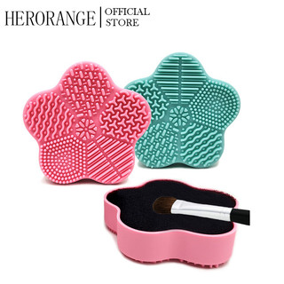 Her Orange Miếng silicone Vệ Sinh Cọ Trang Điểm Có Tay Cầm Bằng Xốp