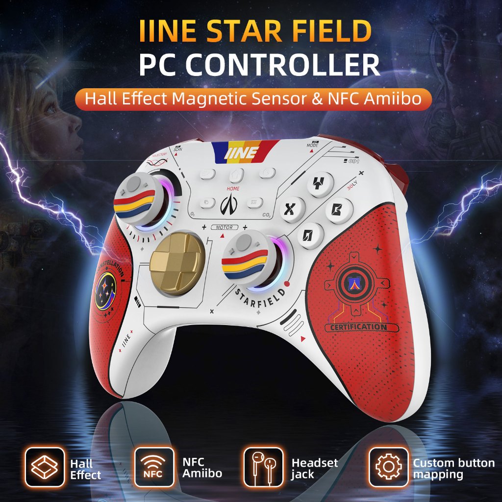 Iiine Tay Cầm Chơi Game nfc amiibo Kết Nối bluetooth 2.4ghz Cho pc / mobile / switch / steam / ipad / laptop