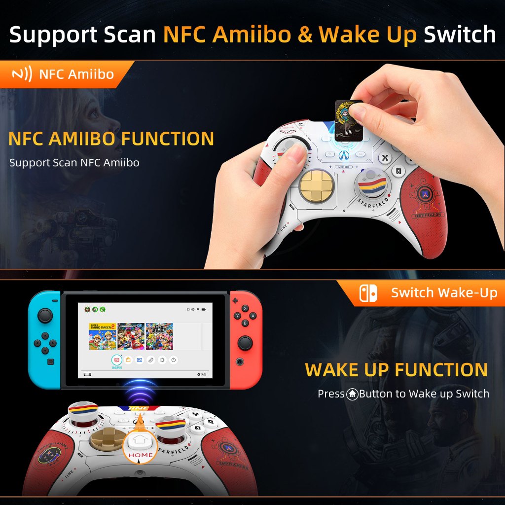 Iiine Tay Cầm Chơi Game nfc amiibo Kết Nối bluetooth 2.4ghz Cho pc / mobile / switch / steam / ipad / laptop