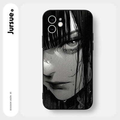 Ốp lưng JURSUE mềm chống bẩn hình ngầu đen đơn giản Cho iPhone 17 16 15 14 13 12 11 PRO MAX SE 2020 X XR XS ip 8 7 Plus Y4237