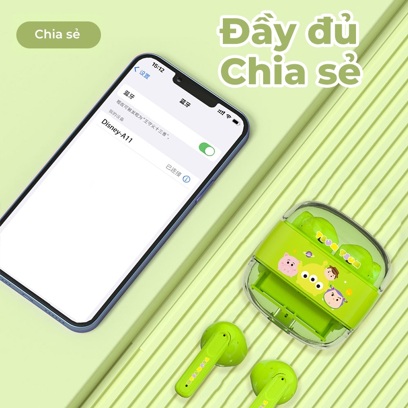 Disney A11 TWS Tai Nghe Không Dây Bluetooth 5.3 Earphones Cảm Ứng Giảm Tiếng Ồn Kèm Mic