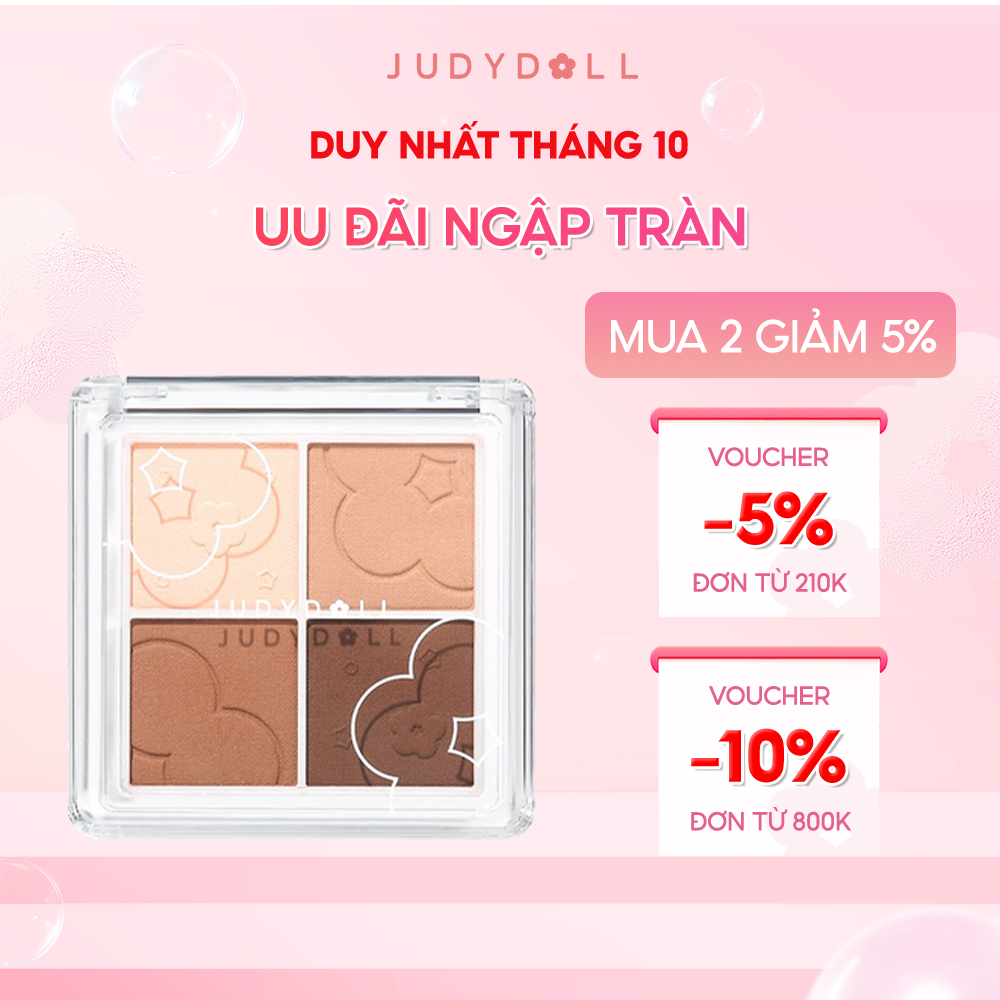 Phấn mắt 4 màu judydoll màu trà sữa màu ánh ngọc trai mờ 5.3g