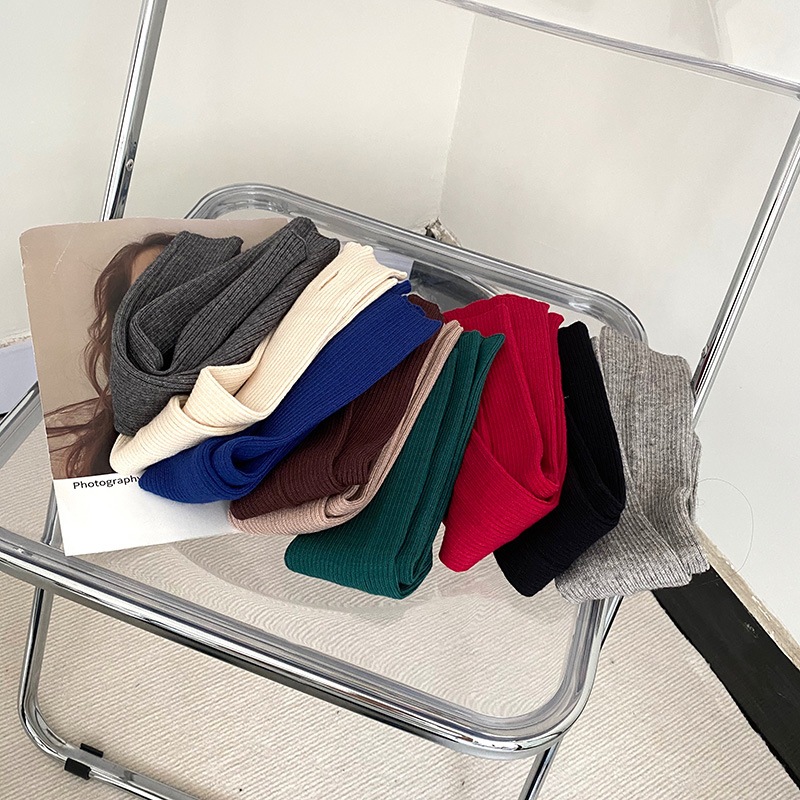 Găng Tay Len Dài Hở Ngón Giữ Ấm Màu Trơn Thời Trang Cho Nữ