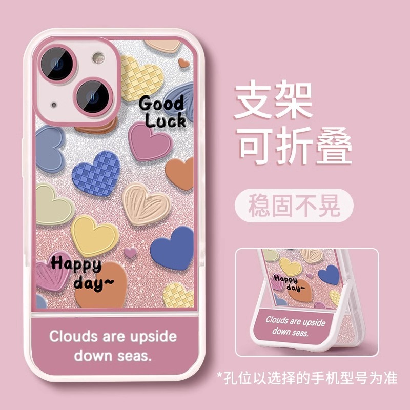 Ốp Điện Thoại Tpu Dẻo Giá Đỡ Hình Trái Tim vivo y91c y1s v15 v20 pro v23e v23 v23 pro v25 pro v27 v27 pro v27e