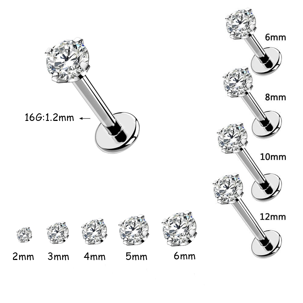 1 Khuyên Mũi Thép Không Gỉ 2 / 3 / 4 / 5 / 6mm 16g