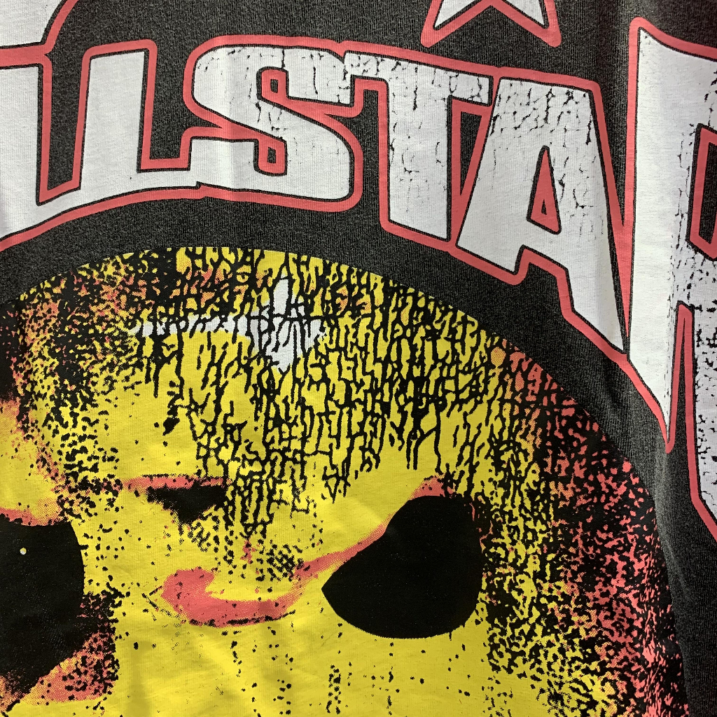 Hellstar studios Áo Thun cotton Tay Ngắn Dáng Rộng In Hình Mặt Cười Ác Quỷ vintage Đường Phố Cao Cấp Cho Cặp Đôi