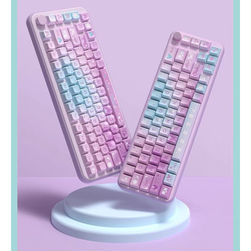 138/158 Phím Dream Purple Butterfly Keycap MDA/Cherry PBT Chất liệu Năm mặt thăng hoa nhiệt cá nhân tùy chỉnh cơ khí KeyCaps 61/68/75/84/87/104/108 keycaps