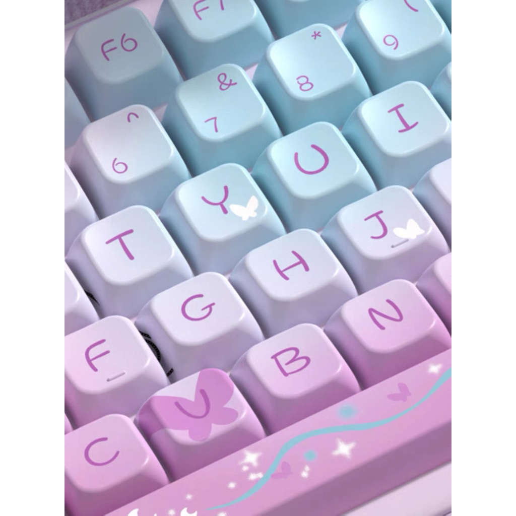 138/158 Phím Dream Purple Butterfly Keycap MDA/Cherry PBT Chất liệu Năm mặt thăng hoa nhiệt cá nhân tùy chỉnh cơ khí KeyCaps 61/68/75/84/87/104/108 keycaps