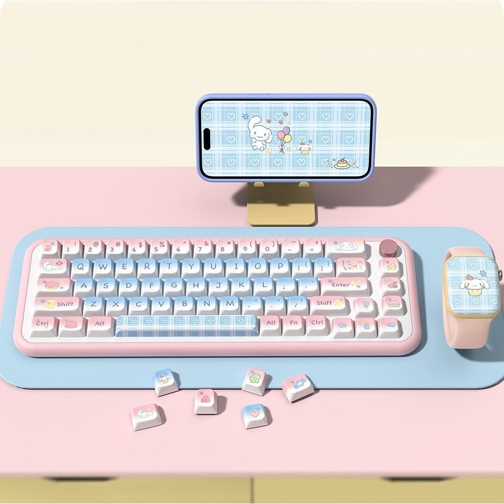 138/158 Phím Tiệc ngọt ngào Keycap MDA PBT Chất liệu Năm mặt thăng hoa nhiệt cá nhân tùy chỉnh cơ khí KeyCaps 61/68/75/84/87/104/108 keycaps