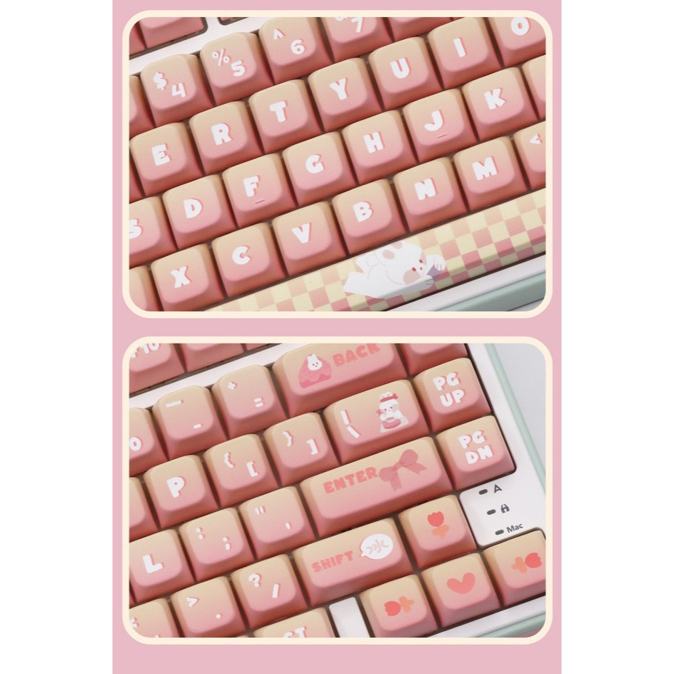 138/158 Phím Thỏ kem tráng miệng Keycap MDA PBT Chất liệu Năm mặt thăng hoa nhiệt cá nhân tùy chỉnh cơ khí KeyCaps 61/68/75/84/87/104/108 keycaps