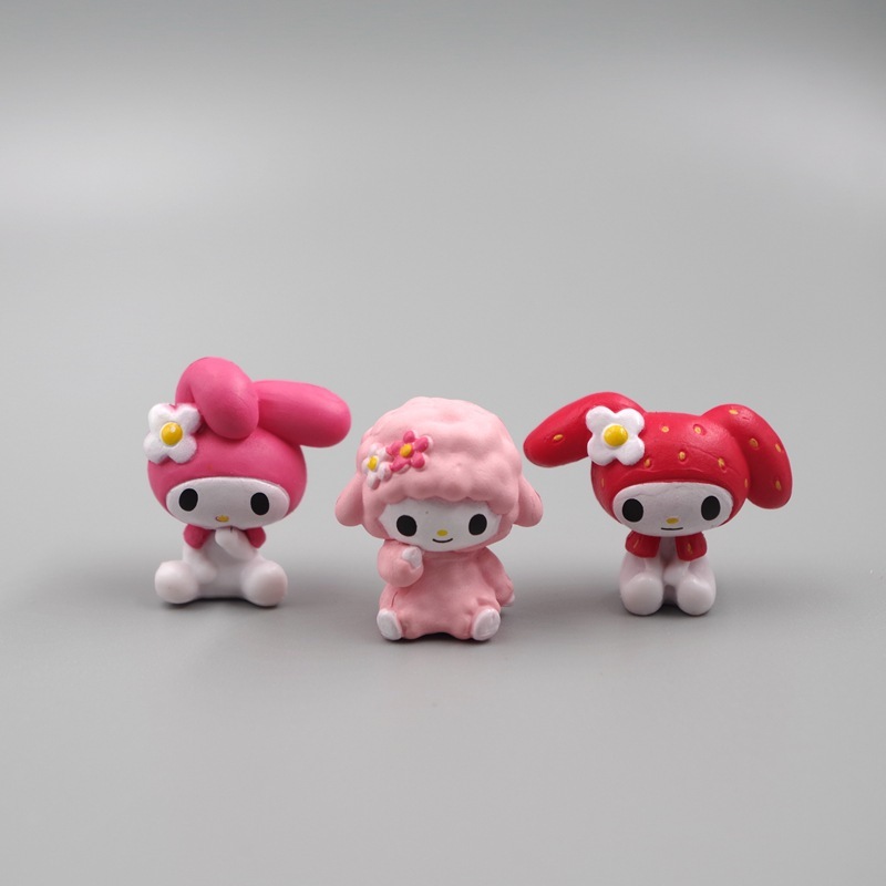 SANRIO Set 6 Mô Hình Mô Phỏng Nhân Vật Phim Hoạt Hình kuromi my Melody sheep 2.5-3cm