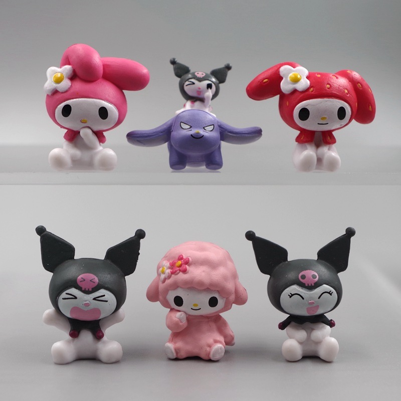 SANRIO Set 6 Mô Hình Mô Phỏng Nhân Vật Phim Hoạt Hình kuromi my Melody sheep 2.5-3cm