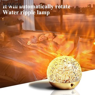 KANGJIA Xoay nước gợn sóng ánh sáng và bóng đèn khí quyển trong đèn hoàng hôn lãng mạn đèn bàn hình cầu đèn chiếu